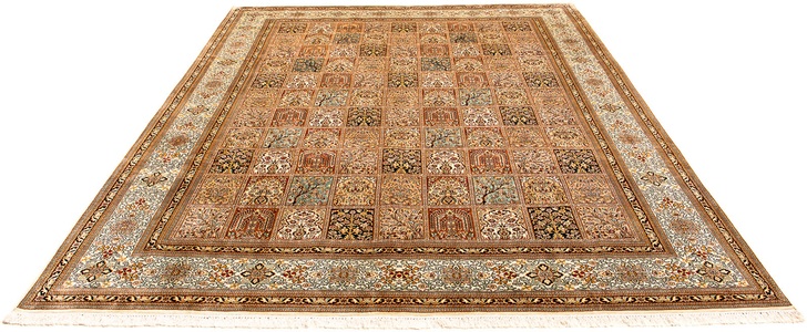 MorgenLand, morgenland Seidenteppich »Seidenteppich - Kaschmir Seide - 325 x 249 cm - braun«, rechteckig, 4 mm Höhe, Wohnzimmer, Handgeknüpft, Einzelstück mit Zertifikat, morgenland Seidenteppich »Seidenteppich - Kaschmir Seide - 325 x 249 cm - braun«, rechteckig, 4 mm Höhe, Wohnzimmer, Handgeknüpft, Einzelstück mit Zertifikat