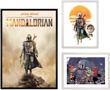 Komar, Komar Bild mit Rahmen »Mandalorian Empire«, (3 St.), Hochwertigen Echtholzrahmen. FSC zertifiziert, was eine nachhaltige Forstwirtschaft garantiert., Komar Bild mit Rahmen »Mandalorian Empire«, (3 St.), maschinell