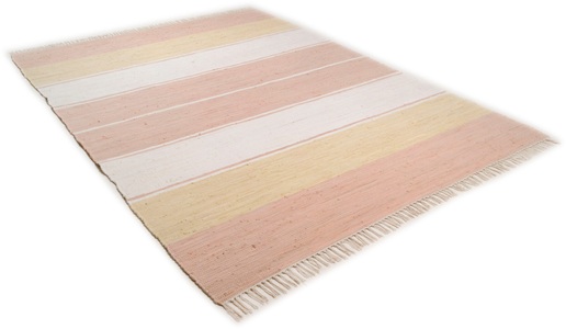 Theko die Markenteppiche, Handwebteppich, THEKO Teppich »Stripe Cotton«, rechteckig, 5 mm Höhe, Flachgewebe, gestreift, reine Baumwolle, handgewebt, mit Fransen