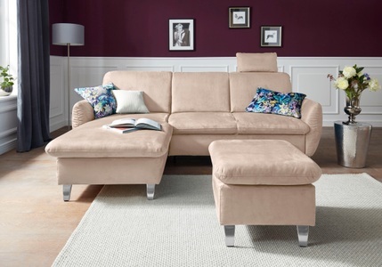 SIT&MORE, sit&more Ecksofa, sit&more Ecksofa »Daytona L-Form« mit Federkern, einer Kopfstütze und wahlweise mit Bettfunktion