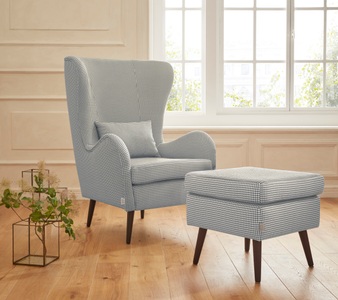 Guido Maria Kretschmer Home&Living Sessel »Salla«, wahlweise mit oder ohne Hocker, grosser Sessel: Masse B/T/H: 78/94/118 cm, Bezug auch in Luxus-Microfaser in Teddyfelloptik