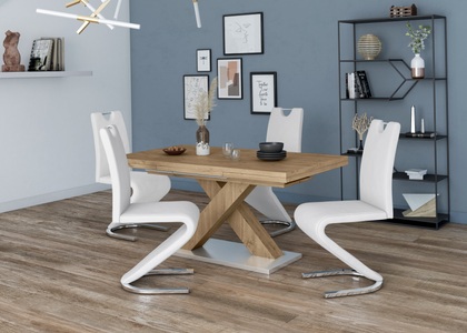 undefined, Esstisch »Komfort C«, mit X-Gestell in asteichefarben und mit Auszugsfunktion, Breite 160-260 cm, Mäusbacher Esstisch »Komfort Tisch TOPSELLER!«, (Esstisch, Auszugstisch, OTTOs Choice), mit X Gestell und Bodenplatte. Melaminbeschichtet