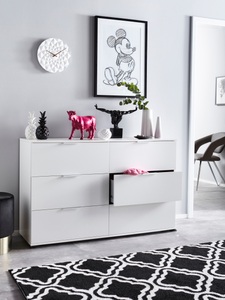 Wimex, home24 Schubladenkommode Lingga III, Livetastic Kommode 130/83/41 cm , Easy Plus A , weiss , Metall , 6 Schubladen , 130x83x41 cm , Dekorfolie,Nachbildung , Beimöbel erhältlich , 001787046084