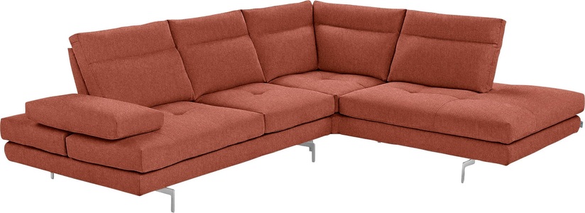 CALIA ITALIA, CALIA ITALIA Ecksofa »Toby Wing«, Sitztiefenverstellung, Eckelement mit Funktion, Füsse in Chrom glänzend, CALIA ITALIA Ecksofa »Toby Wing, L-Form, Multifunktionssofa, bequem und edel«, Sitztiefenverstellung und Armteilfunktion, Füsse chrom glänzend