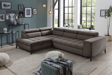 exxpo - sofa fashion, exxpo - sofa fashion Ecksofa, Steppung im Sitzbereich, Wahlweise mit Bettfunktion und Bettkasten, inklusive 5 verstellbaren Kopfstützen, exxpo - sofa fashion Ecksofa »Bocco, hochwertige Verarbeitung, toller Sitzkomfort, bequem, L-Form«, wahlweise mit Bettfunktion u. Bettkasten, inkl. Kopfteilverstellung