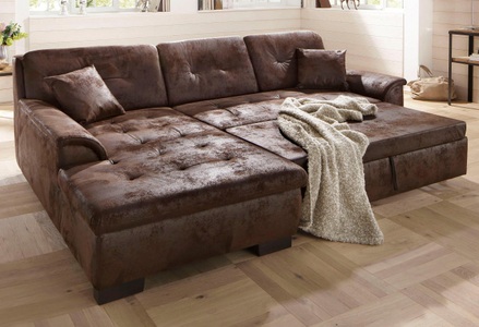 HOME AFFAIRE, Home affaire Ecksofa »Bergen«, wahlweise mit Bettfunktion, Home affaire Ecksofa »Bergen«, wahlweise mit Bettfunktion L-Form