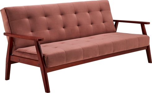 mutoni casual, Bettsofa 3-Sitzer Samt rosa 190, Bettsofa 3-Sitzer Samt rosa 190