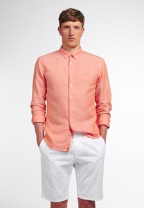 Eterna, ETERNA LANGARM HEMD SLIM FIT UPCYCLING SHIRT LEINEN LACHS UNIFARBEN, Eterna Langarmhemd »SLIM FIT«