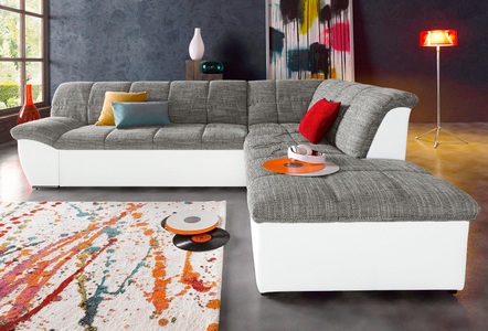 DOMO collection, DOMO collection Ecksofa, DOMO collection Ecksofa »Splash, aktuelle Sitz- und Rückensteppung, Materialmix, L-Form«, wahlweise mit Bettfunktion
