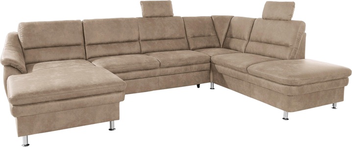 SIT&MORE, sit&more Wohnlandschaft, sit&more Wohnlandschaft »Cardoso U-Form« mit Federkern und Kopfstützen, mit Bettfunktion und Relaxfunktion