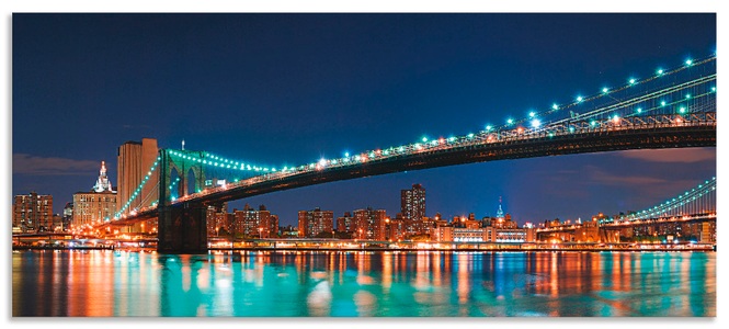 Artland, Artland Küchenrückwand »New York Skyline Brooklyn Bridge«, Artland Küchenrückwand »New York Skyline Brooklyn Bridge«, (1 tlg.), Alu Spritzschutz mit Klebeband, einfache Montage