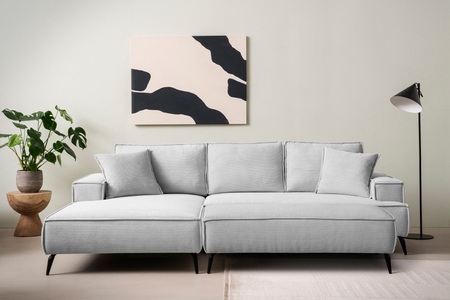 ANDAS, andas Sitzgruppe »TVINNU, Polsterecke mit Hocker, L-Form, Sofa in Cord«, (Set, 2 tlg.), mit aufwendiger Kedernaht, schwarze Füsse, Home affaire Sitzgruppe »TVINNU, Polsterecke L-Form, Schlaffunktion, mit Hocker« Set, 2 Stk. tlg. Set, stellbar zum Schlafsofa (Krokodilverbinder)