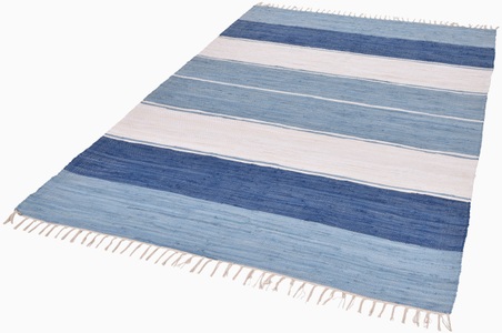 THEKO, THEKO Teppich »Stripe Cotton«, rechteckig, 5 mm Höhe, Flachgewebe, reine Baumwolle, handgewebt, mit Fransen, Wohnzimmer, THEKO Teppich »Stripe Cotton«, rechteckig, 5 mm Höhe, Flachgewebe, gestreift, reine Baumwolle, handgewebt, mit Fransen