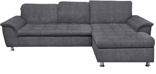 DOMO collection, DOMO collection Ecksofa, DOMO collection Ecksofa »Franzi Steppung im Sitzbereich B7T/H: 278/162/80 cm, L-Form« mit Kopfteilverstellung, Chenille, dunkelgrau