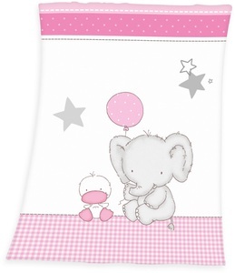 HERDING, Herding Kinderdecke Fynn kleiner Elefant 75 x 100 cm - rosa/pink - Gr.100x75 cm, Baby Best Babydecke »Fynn Elefant« mit Elefant & Ente, Kuscheldecke