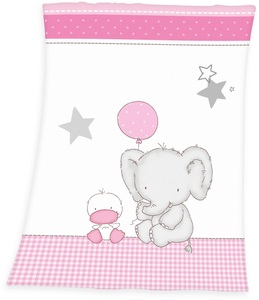 HERDING, Herding Kinderdecke Fynn kleiner Elefant 75 x 100 cm - rosa/pink - Gr.100x75 cm, Baby Best Babydecke »Fynn Elefant« mit Elefant & Ente, Kuscheldecke