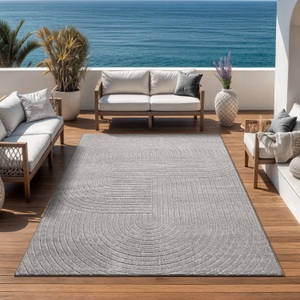 Home affaire Teppich »Lorent«, rechteckig, 5 mm Höhe, Kurzflor, Uni Farben, Hoch-Tief-Effekt, Scandi-Look, Outdoor geeignet