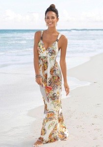 Lascana, LASCANA Maxikleid, LASCANA Maxikleid, mit buntem Paisleydruck und verstellbarem Ausschnitt, Sommerkleid