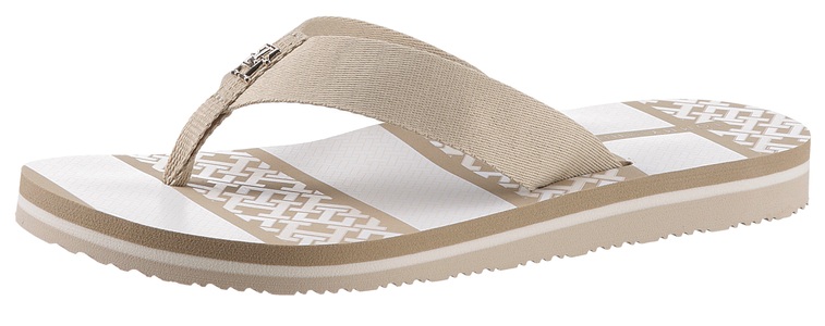 Tommy Hilfiger, Tommy Hilfiger Zehentrenner »TH MONOGRAM ESSENTIAL SANDAL«, mit bedruckter Decksohle, Tommy Hilfiger Zehentrenner »TH MONOGRAM ESSENTIAL SANDAL«, mit bedruckter Decksohle