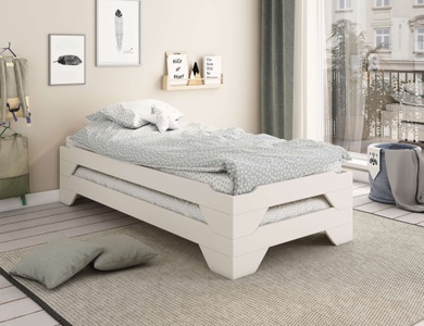 HOME AFFAIRE, Home affaire Bett »Melwine, Bettgestell, Massivholzbett, Holzbett«, aus massiver Kiefer, inklusive Lattenrost, stapelbar, GOODproduct Massivholzbett »Melwine, Stapelbett, platzsparend, modern« 1 Bett, inklusive Lattenrost, platzsparend und ideal für Besuch!