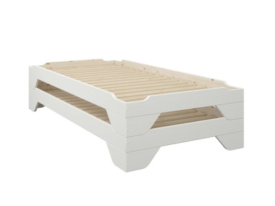 HOME AFFAIRE, Home affaire Bett »Melwine, Bettgestell, Massivholzbett, Holzbett«, aus massiver Kiefer, inklusive Lattenrost, stapelbar, GOODproduct Massivholzbett »Melwine, Stapelbett, platzsparend, modern« 1 Bett, inklusive Lattenrost, platzsparend und ideal für Besuch!