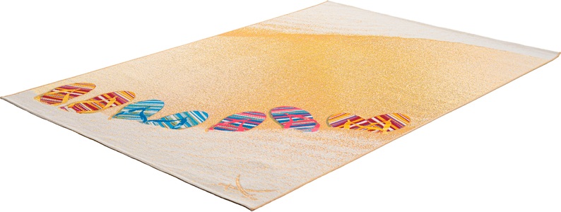 Sansibar, Sansibar Teppich »Rantum Beach SA-017«, rechteckig, 5 mm Höhe, Flachgewebe, modernes Design, Motiv Badelatschen, In- & Outdoor geeignet, Wohnzimmer, Sansibar Teppich »Rantum Beach SA-017«, rechteckig, 5 mm Höhe, Flachgewebe, modernes Design, Motiv Badelatschen, Outdoor geeignet