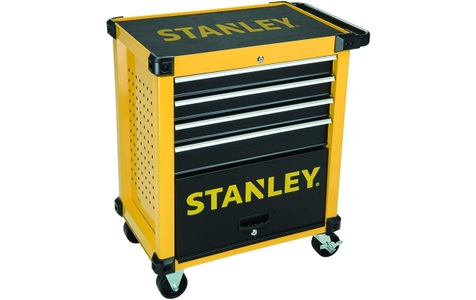 Stanley, Stanley Werkstattwagen 4 Schubladen, bestückt mit 9 Modulen Regal, Stanley Werkstattwagen 4 Schubladen, bestückt mit 9 Modulen
