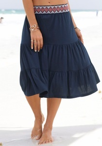 S.OLIVER BEACHWEAR, s.Oliver Beachwear Strandrock, s.Oliver Jerseyrock, mit Volants, luftiger Midirock, Sommerrock