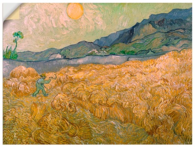 Artland, Artland Wandbild »Weizenfeld mit Schnitter bei aufgehender Sonne«, Artland Wandfolie »Weizenfeld mit Schnitter bei aufgehender«, Felder, (1 St.), selbstklebend