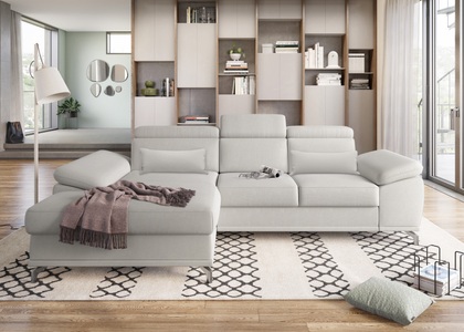 SIT&MORE, sit&more Ecksofa, sit&more Ecksofa »Cabrio L-Form, mit Sitztiefenverstellung, Arm- und Kopfteilverstellung«, 2 Nierenkissen, Federkern, optional Bettfunktion und Stauraum