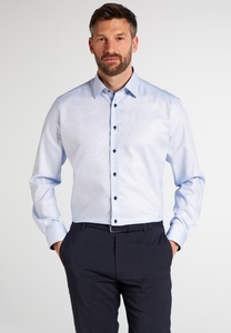 Eterna, ETERNA Langarm Hemd »MODERN FIT«, MODERN FIT Hemd in hellblau strukturiert