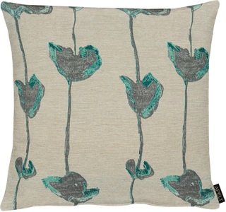APELT - Zierkissenhülle PERLA - Polyester/Viskose/ - sandbraun/petrol - 46/46 cm