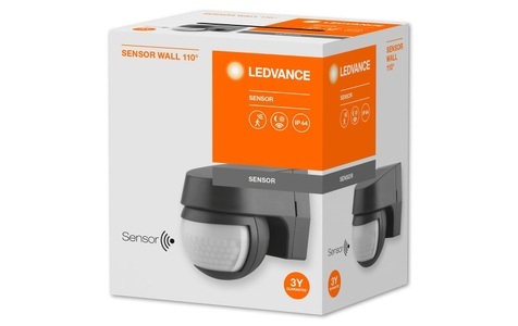 LEDVANCE, LEDVANCE SENSOR WALL 110DEG IP44 DG 4058075244757 LED-Außenstandleuchte mit Bewegungsmelder Dunkelgrau (matt), Bewegungsmelder »110DEG«