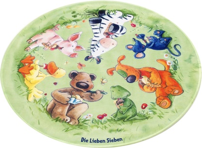 DIE LIEBEN SIEBEN, Kinderteppich, »LS-214«, Die Lieben Sieben, rund, Höhe 6 mm, gedruckt, Die Lieben Sieben Kinderteppich »LS-214«, rund, 6 mm Höhe, Stoff Druck, Motiv Tiere, weiche Microfaser, Kinderzimmer