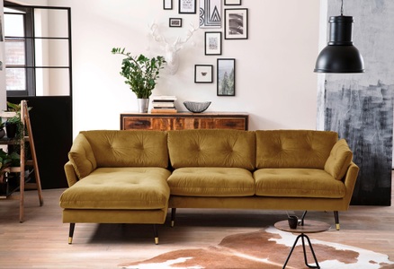Trendfabrik, Trendfabrik Ecksofa, Trends by HG Ecksofa »Japan L-Form«, mit Fuss in Holz-Metallkombination, Recamiere rechts oder links