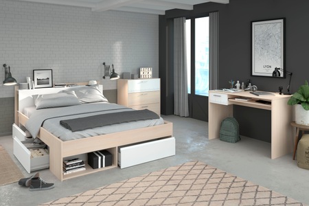 Parisot Jugendzimmer-Set »Most«, (Set, 3 tlg., Bett mit Schubkästen, Schreibtisch und Schubkastenkommode)