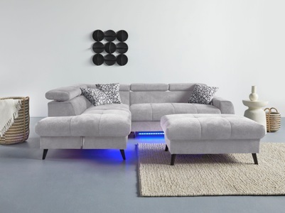 Cotta, COTTA Ecksofa »Mia«, 3-tlg.-Kissen-Set, Ottomane, wahlweise mit oder ohne RGB-Beleuchtung, COTTA Ecksofa »Mia L-Form«, 3-tlg.-Kissen-Set, Ottomane, wahlweise mit oder ohne RGB-Beleuchtung
