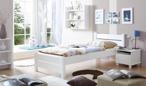 TICAA, Ticaa Bett »Bora« in diversen Breiten, Kiefer, Ticaa Massivholzbett »Bora«, ideal fürs Kinder- und Jugendzimmer, inklusive Rollrost