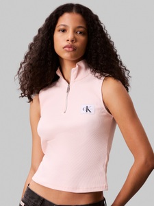 Calvin Klein Jeans Tanktop »A- WOVEN LABEL SL QZ TOP«, Mit Rundhalsausschnitt