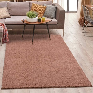 Carpet City, Carpet City Hochflor-Teppich »Plainy«, rechteckig, 30 mm Höhe, Polyester, Langflor Uni Rosé, Wohnzimmer, Carpet City Hochflor-Teppich »Plainy«, rechteckig, 30 mm Höhe, Shaggy Polyester Teppich, besonders weich, Uni-Farben