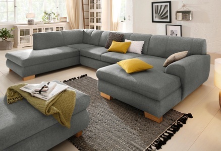 HOME AFFAIRE, Home affaire Wohnlandschaft »Nika«, Wohnlandschaft, MELROSE®/Struktur oder Struktur fein, wahlweise mit Bettfunktion, Home affaire Wohnlandschaft »Nika zeitlos und elegant, viel Platz, U-Form« Wohnlandschaft, MELROSE®/Struktur oder Struktur fein