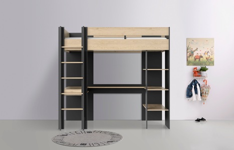 CONFORAMA, Hochbett DUPLEX Kastanie, Schwarz 90x200 cm, Hochbett DUPLEX 90x200cm schwarz