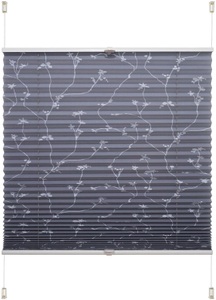 HOME AFFAIRE, Plissee, »Klemmfix-Plissee Ranke grau«, Home affaire, Lichtschutz, ohne Bohren, verspannt, Liedeco Plissee »Klemmfix-Plissee Ranke grau«, Lichtschutz, ohne Bohren, verspannt, Klemmfix-Plisse mit floralem Druck
