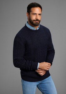 Man's World Rundhalspullover »Neue Kollektion!« mit Zopfmuster