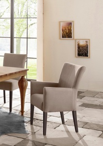 HOME AFFAIRE, Home affaire Armlehnstuhl »King«, Luxus-Microfaser, Beine aus massiver Buche, wengefarben lackiert, Home affaire Esszimmerstuhl »King«, Luxus-Microfaser, Polsterstuhl, Armlehnstuhl, Gestell Massivholz