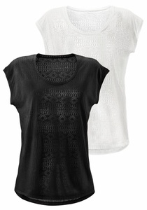 Lascana, LASCANA T-Shirt, LASCANA T-Shirt, (2er-Pack), Ausbrenner-Qualität mit leicht transparentem Ethno-Design
