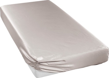 Curt Bauer, Spannbetttuch aus glänzendem Mako-Satin Curt Bauer beige, Curt Bauer Spannbettlaken »Uni-Mako-Satin in Gr. 90x200, 140x200 oder 180x200 cm« aus Baumwolle, für Matratzen bis 20 cm Höhe, Bettlaken, Spannbetttuch