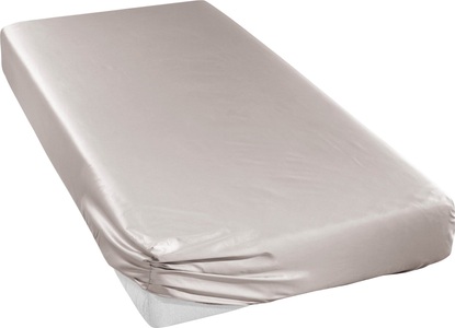 Curt Bauer, Spannbetttuch aus glänzendem Mako-Satin Curt Bauer beige, Curt Bauer Spannbettlaken »Uni-Mako-Satin in Gr. 90x200, 140x200 oder 180x200 cm«, aus Baumwolle, für Matratzen bis 20 cm Höhe, Bettlaken, Spannbetttuch