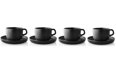 Eva Solo, Nordic Kitchen Tasse avec soucoupe 20 cl - Steinzeug - Eva Solo schwarz en keramik, Eva Solo Tasse »Nordic Kitchen«, (4 tlg.)