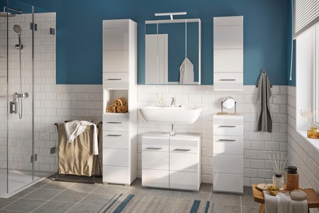 xonox.home, xonox.home Badmöbel-Set »Linus«, (Set, 5 St.), Badmöbel, 5-tlg, INOSIGN Badmöbel-Set »Malmö, 5 teilig, bestehend aus:«, (Set, 5 St.), Hochschrank, WBU, Spiegel, Unterschrank, Hängeschrank
